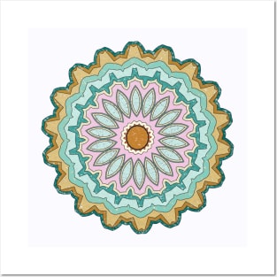 vintage decorative Mandala art Sunflower historical indian repeated pattern Posters and Art